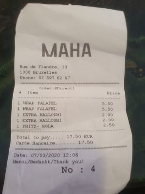 What we paid at Maha in Brussels