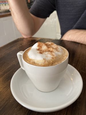Cappuccino with oat milk  at Calma Cafe in Gran Canaria
