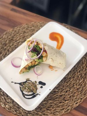 Hummus & veggies wrap at Calma Cafe in Gran Canaria