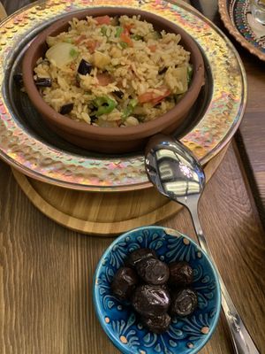 Rice and veggies at Galata Lily in Istanbul