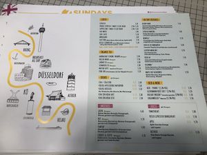 Menu at Seven Sundays in Dusseldorf