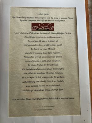 Menu (September 2020) at proSecCo in Oldenburg