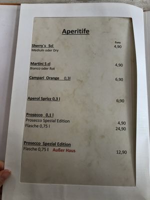 Menu (September 2020) at proSecCo in Oldenburg