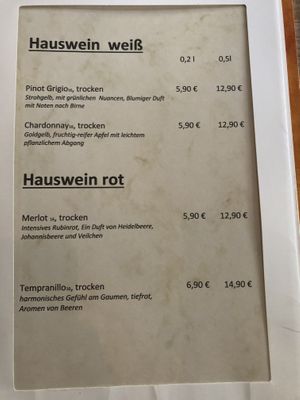 Menu (September 2020) at proSecCo in Oldenburg