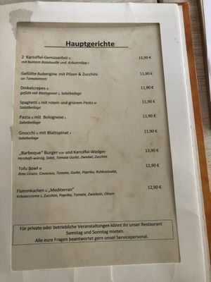 Menu (September 2020) at proSecCo in Oldenburg
