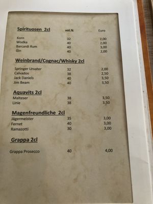 Menu (September 2020) at proSecCo in Oldenburg