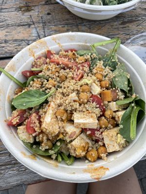 Buddha’s Feast with quinoa and spinach instead of rice and arugula - very hearty  at Green Fetish in Greenville