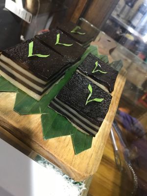 Lapis : rice flour, cocoa powder, coconut cream and coconut sugar steamed in layers at Tukies Coconut Shop - Jl. Monkey Forest in Ubud