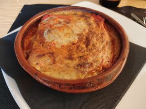 Vegan lasagne at La Divina Comedia in Valencia