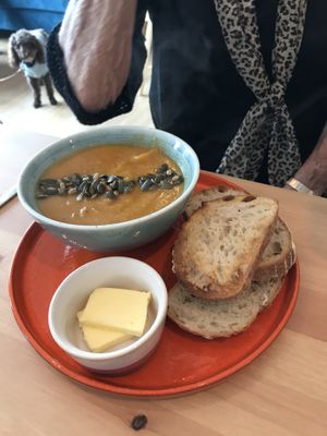 Sweet potato and orange soup  at Margo's Cafe & Lounge in Babbacombe