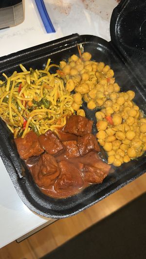 BBQ Tofu, Rasta Pasta, & Curry Chickpeas  at Healthful Essence in Atlanta