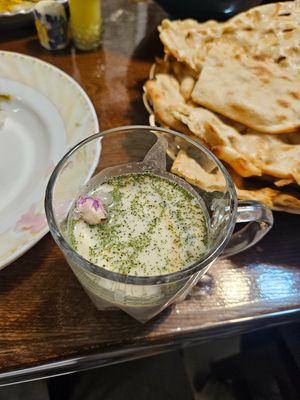 Vegan dough (yogurt and mint drink) at Iran Vegan Travel in Isfahan