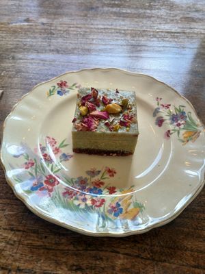 Matcha lime cheesecake slice at Beaches in Port Elliot