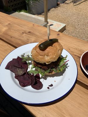 Veg burger on sourdough  at Beaches in Port Elliot