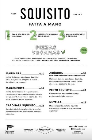 Vegan Menu at Squisito Pizzeria in Porto Alegre