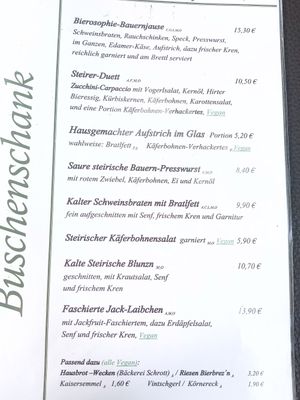Menu at Bierosophie in Vienna