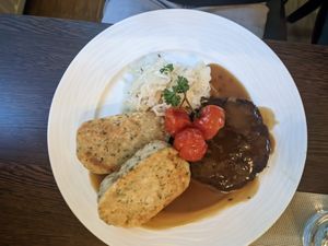 Traditional "Pork" roast with Bread dumplings at Bierosophie in Vienna