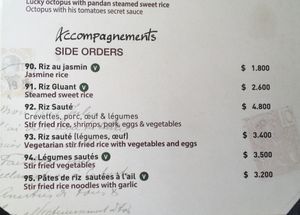 Menu at Le Bistrot Viet in Santiago