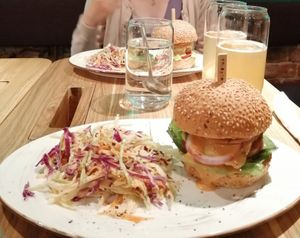 Beyond meat burger and coleslaw at Mission in Moscow