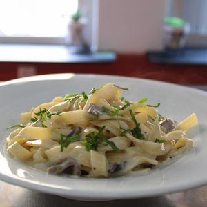 Noodles in mushrooms sauce 😋 at Lúcuma VZLA in Barcelona