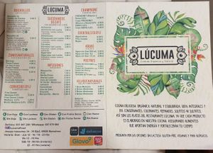 menu at Lúcuma VZLA in Barcelona
