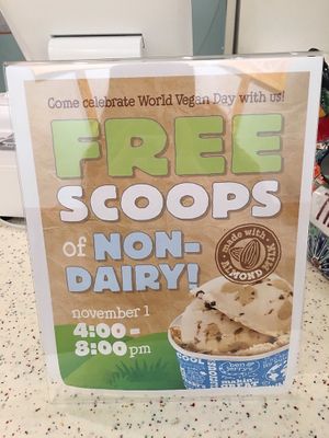 Free vegan ice cream on world vegan day at Ben & Jerry's in Fairfax