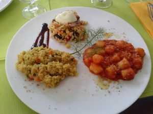 gnocchi with millet and couscous entrees at Mondo Bio Cafe and Shop in Sorrento