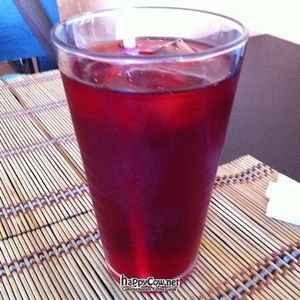 Agua de Flor de Jamaica at Mantras Veggie Cafe and Tea House in San Jose