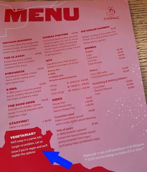 To replace the meat patty, you have to ask the server for the vegan tofu replacement. at Chimac in Dublin