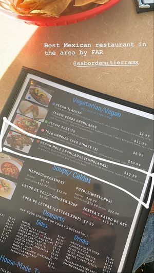 Plus additional vegan items: vegan soup, vegan hibiscus meat tacos (my favorite) at Sabor de mi Tierra Mexican Grill in Stone Park