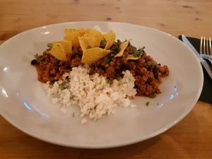 Vegan chili at Birosta in Zaragoza