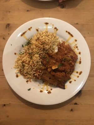 Seitan con bulgur at Birosta in Zaragoza