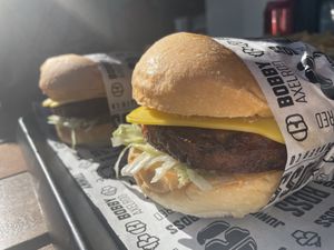 Veggie Pattie’s on the burger with vegan cheese and the sauce and mayo on “The Vegan” burger is vegan.  Very good for a burger with a veggie patty 👍  at Boss Burger Co in Ballarat