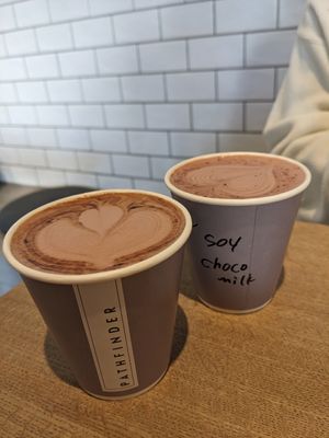 Soy mocha and soy choco milk at Pathfinder Xnobu in Osaka