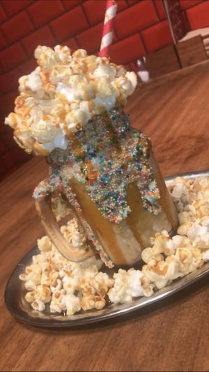 Vegan salted caramel popcorn shake  at What's Beef in Hamburg