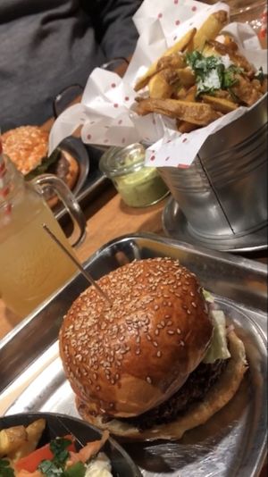 Burger and Fries  at What's Beef in Hamburg