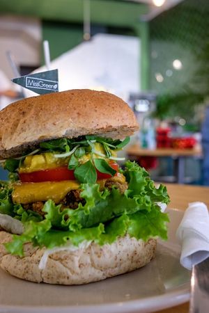 Tangy guac falafel burger. Delicious at Miss Green - Shilin in Taipei