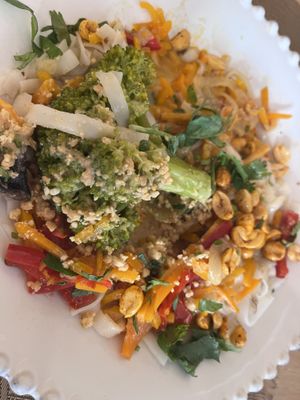 Special of the day: rice noodles stir fry with vegetables and a peanut sauce   at Raiz in Aveiro