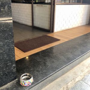 Water bowl for four-legged friends! at Habibi Falafel in Bangalore