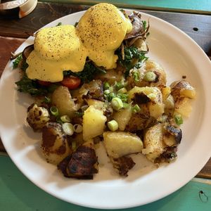 Mushroom Benny add avocado and tomatoes, side hash  at Revelstoke in Peterborough