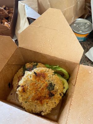 Quinoa cakes 💚💚 at Conscious Plates in Chicago