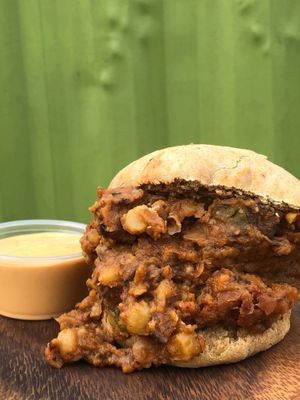 Sloppy Joe
Chickpeas and Portobello Mushroom Mix with Conscious BBQ Sauce. at Conscious Plates in Chicago