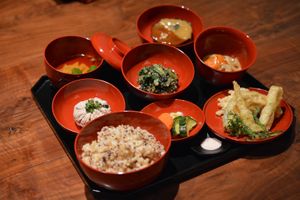 Maruya's Vegetarian Dinner Set.  Dishes tend to change depending on vegetable availability. at Maruya in San Francisco