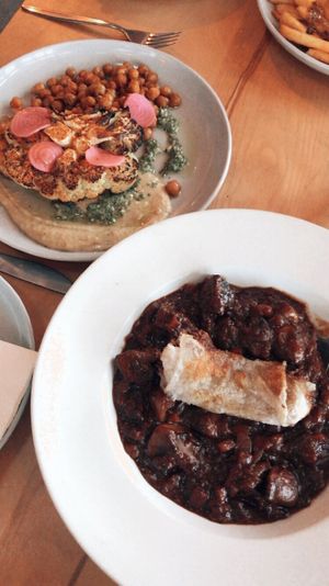 Cauliflower Steaks and Mushroom Bourguinon at Harbourside Grill in Dunedin
