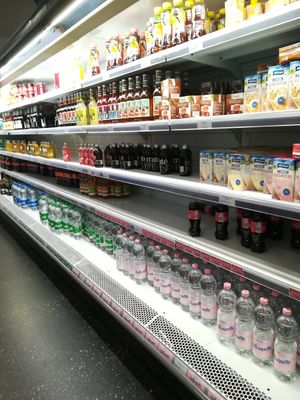 Section of beverages, including Lemonaid & ChariTea at Galerie in Dortmund