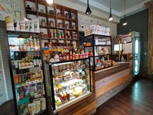 Front desk and store at Ananda Cafe in St Petersburg