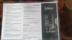 Menu at Hidden in Kelmscott
