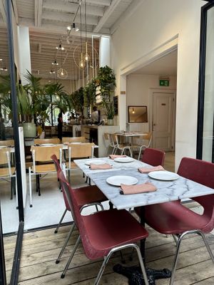 Inside view of the bar from the patio  at HUMM Restaurant in Antwerpen