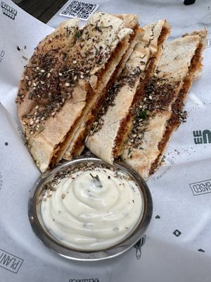 Arayes, stuffed pita  at HUMM Restaurant in Antwerpen