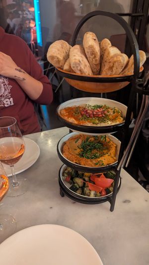 Formule with dips and mezzes, dips part at HUMM Restaurant in Antwerpen